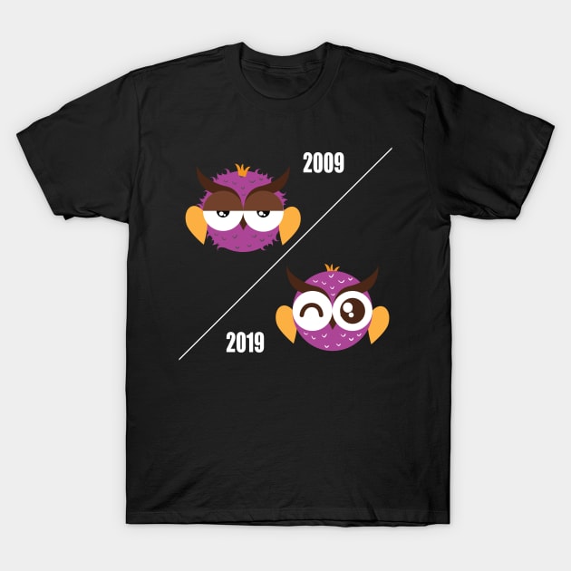 Cute owl 10 year challenge T-Shirt by hireeeee26